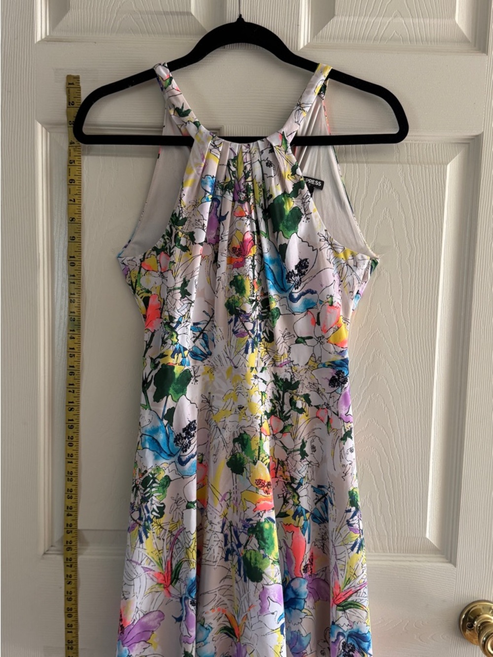 Express Girls' Floral Halter Dress - White with Multicolor Floral Print